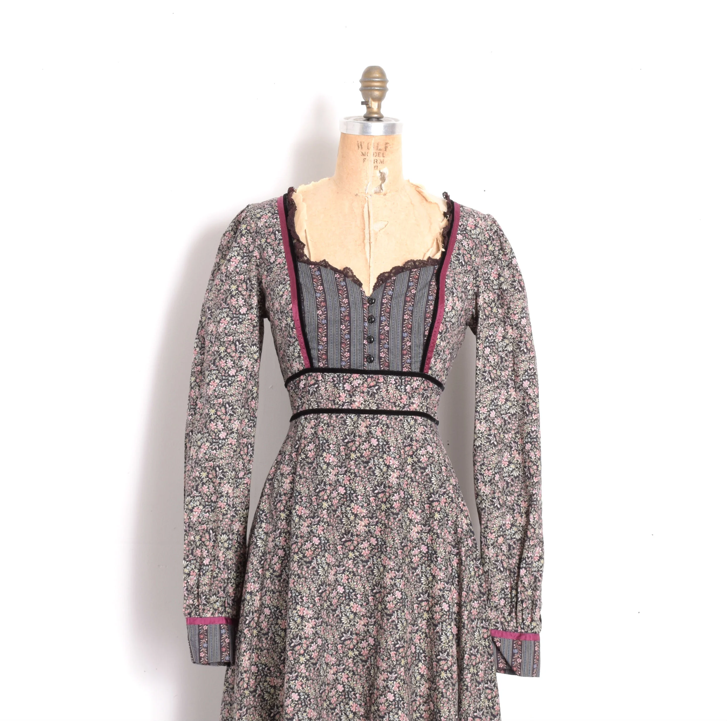1970s Gunne Sax Fall Prairie Dress-S/M — La Poubelle Vintage